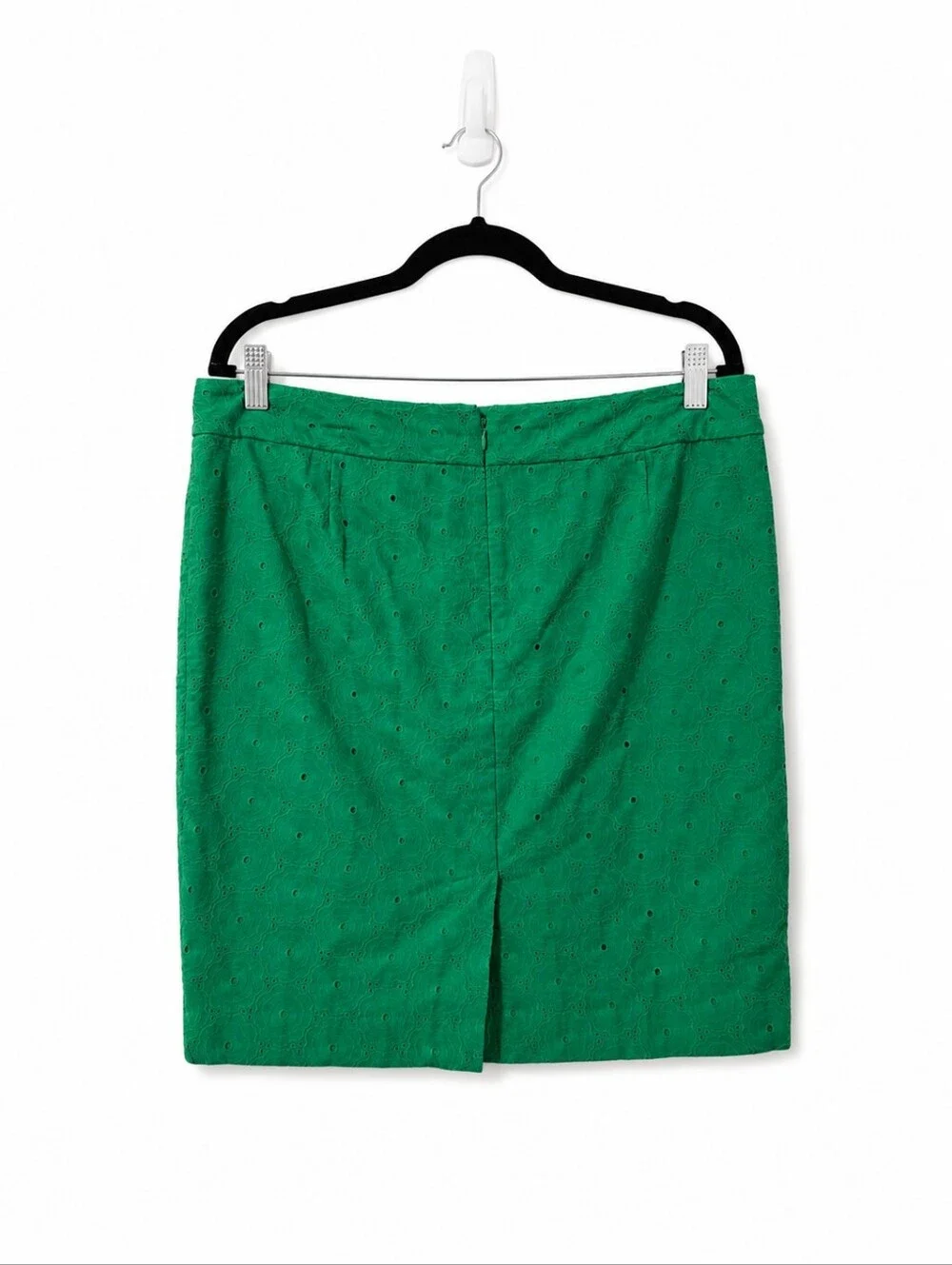 Talbots Green Eyelet Pencil Skirt Women's Size 12 Lined Knee Length Classic Care